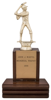 1959 John J. Woefel Memorial Little League Trophy Presented To Lewis Alcindor (Abdul-Jabbar LOA)